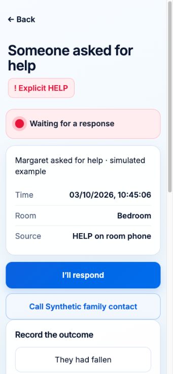 Actual browser app HELP alert using a simulated event